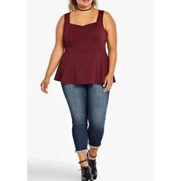 Torrid Ponte Knit Peplum Sleeveless Keyhole Back Plum Stretch Plus Size 1 1X - Picture 1 of 7